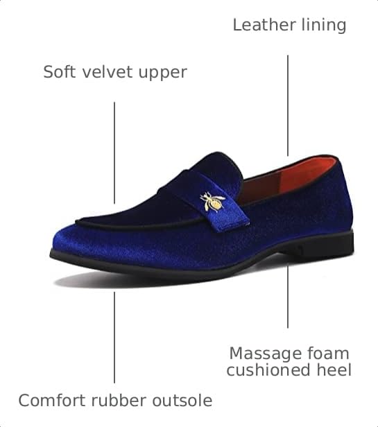 Image of FLQL Men's Luxury Penny Loafer Slip-On Velvet Shoes Party Dancing Shoes Suede Wedding Shoes Plus Size 7-13