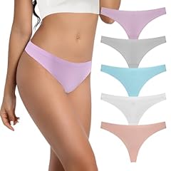 5pcs No Show Thongs-blue White Grey Peach Violet