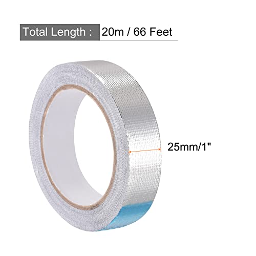 Image of Aluminum Foil Tape Adhesive Metal Tape, [for Sealing Patching Hot Cold HVAC, Duct, Pipe Insulation] - 1 inch /66ft /5.9 Mil /Silver