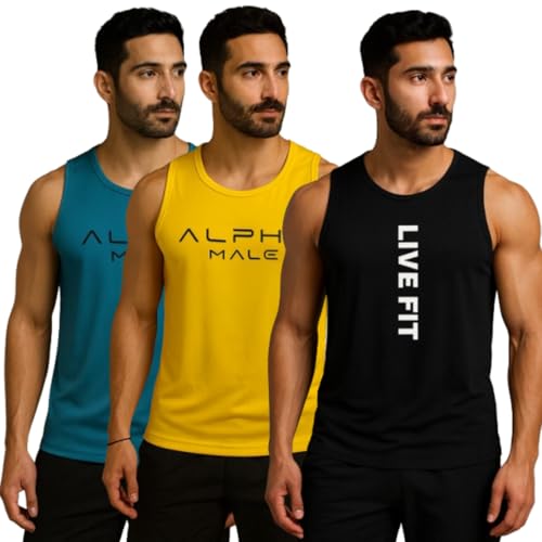 Image of Pack of 2 Sando For Men Men's Sleeveless Round Neck Vest - Pack of 2, Polyester Fabric, Quick Dry Gym & Casual Wear Gym Fit