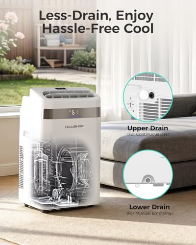 HAUSHOF 14000 BTU Portable Air Conditioners, Portable AC with Cool, Fan, Dry & Sleep Mode, AC Unit Portable with 35°-70° Auto Swing, Remote Control,24H Timer, Window Kit & Exhaust Hose Sleeve Included — view 5