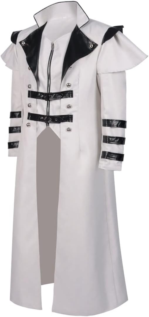 Medieval Costumes Steampunk Long Trench Coat Gothic Victorian Vintage Tailcoat Jacket Mens Double Breasted Zipper Coat