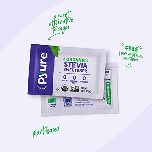 Pyure Organic Stevia Packets | Granulated Sugar Packets - White Sugar Substitute | Zero Carb, Zero Sugar, Zero Calorie Sweetener Packets | Plant-Based Stevia Packets For Keto Coffee | 80 Count #TOP3