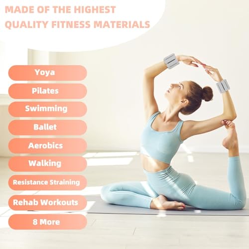 Image of YOVKOK Adjustable Ankle Weights for Women Men,Wrist Weights set for Walking Running,1 Pair (1Lbs Each) Silicone Workout Weights for gym fitness, Jogging,yoga,pilates,strength training,physical therapy