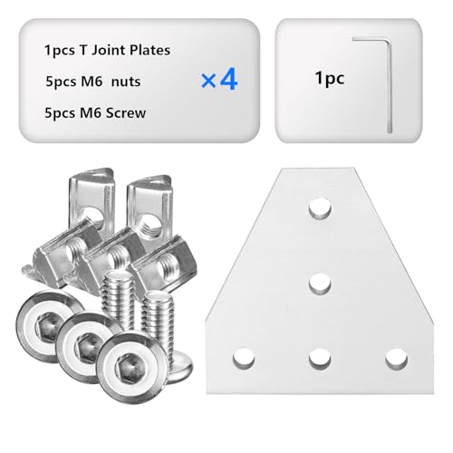 QNK 4 Pcs 3030 3 Way End Corner Bracket 32pcs M6 Screws with Hex Wrench — view 3