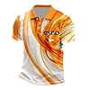 Polo Shirt Men's Casual Short Sleeve Shirt with Orange Sun Print, Breathable Blend T-Shirt for Everyday Outdoor Activities, orange, 3XL #2