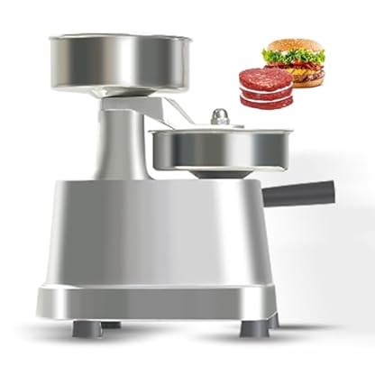 Burgerpresse aus Edelstahl, kommerzielle Burger-Patty-Maschine mit Papierhalter/500 Stück Patty-Papier, 100 mm Durchmesser, zeit- und arbeitssparend, für Outdoor-Stände, Hotels