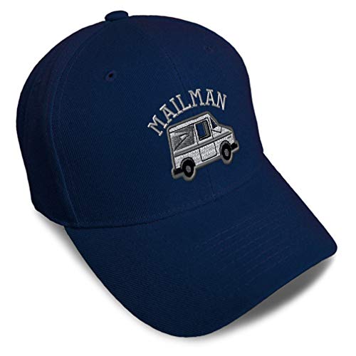 Baseball Cap Mailman Truck Postal B Embroidery Acrylic Dad Hats for Men & Women Strap Closure Navy