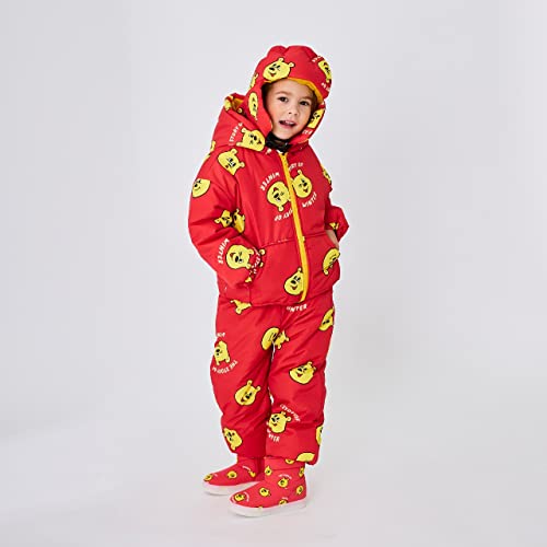 Toddler Girls Boys Winter Warm Fur Lined Waterproof Snow Ankle Boots LED Red2