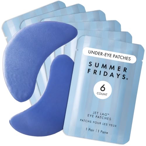 Image of Summer Fridays Jet Lag Hydrating Eye Patches - De-puffing Hydrogel Under Eye Masks with Hyaluronic Acid, Caffeine + Peptides - Soothing + Refreshing At-Home + Travel Skin Care (6 Pairs)