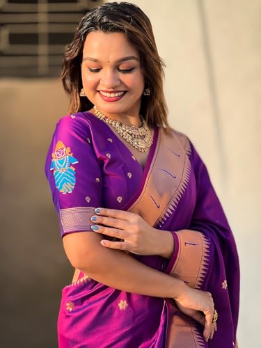 Panzora purple paithani silk saree – image 4
