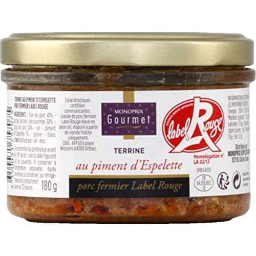 Monoprix Gourmet Terrine au piment d'Espelette Label Rouge - Le bocal de 180 g