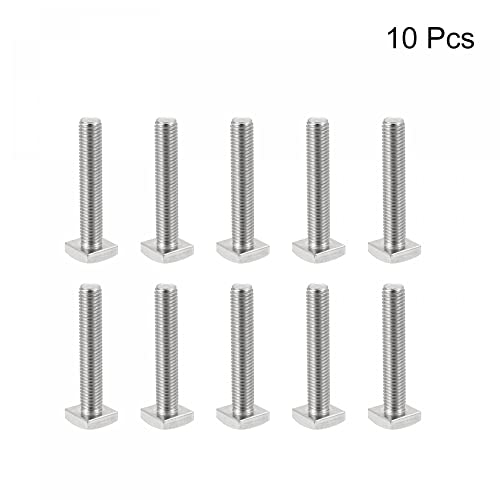 Image of uxcell Square Head Bolt, 10pcs M6x35mm Fully Thread 304 Stainless Steel Grade C Square Machine Screws
