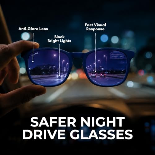Image of 3 in 1 Clip On Sunglasses for Men & Women | Classic Lightweight Square Frame Zero Power Eyeglasses | Polarized Lens with UV400 | Night Vision Clip On for Driving