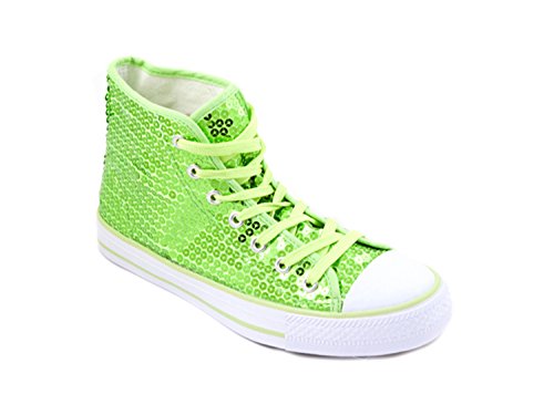 Party-Factory-Ladenburg Pailletten Schuhe Neongrün Glitzer 36-42 Damen & Herren Designer Schnürer (37) Cover
