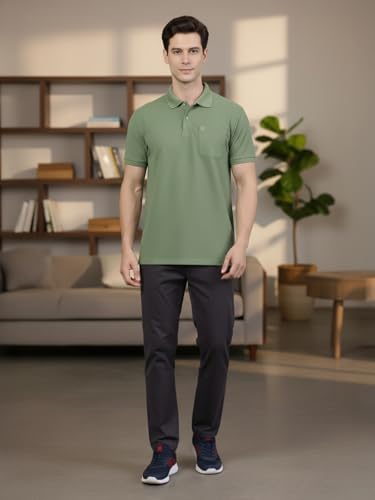 Image of Lux Cozi Men's Cotton Blend Polo T-Shirt with Chest Pocket | Collar T-Shirts for Men | Half Sleeves | Plain - Regular Fit (Pack of 1)