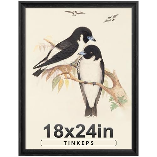 Image of 18x24 Frame Black with Elegant Concave Design - Large 18 x 24 Poster Frame for Wall, Home, Office & Gallery Display