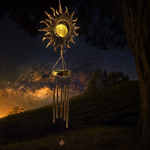 Hanging Solar Wind Chimes - Solarleuchten LED Nachtlichter im Freien Garten Wasserdicht Metall Windglocke Chime Light Lamp für Patio Deck Lawns Yard Terrasse Hof