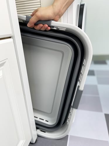Image of SAMMART 42L (11 Gallon) Set of 2 Collapsible Plastic Storage Basket - Foldable Pop Up Storage Container - Portable Laundry Organizer - Space Saving Hamper (Grey /Steel Grey, 42L (Style A))