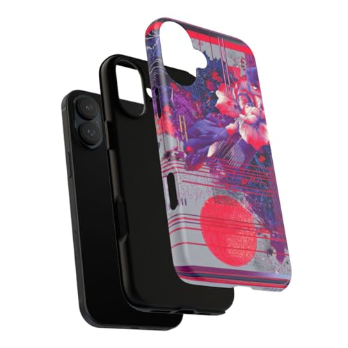 Coque iPhone 16 Plus géométrie florale violette rigide mate - 3