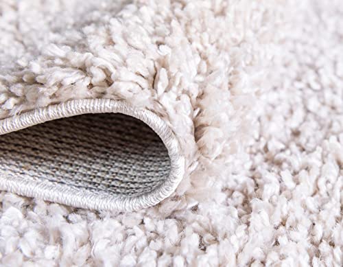 Unique Loom Davos Shag Collection Area Rug - Solid (5' 3" X 8' Rectangle, Linen) #TOP5
