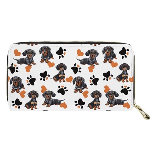 Paw Print Wallet Fashion Womens Wallet Small Dachshund Dog Wallets with Coin Pocket 4 Card Slots Zipper Card Holder Organizer for Teen Girls2