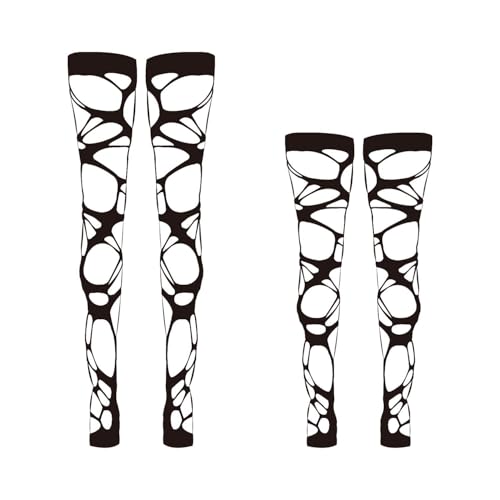 LCIEFKAE 2 Stücke Schwarzer Hohllochsocken, Kreative Sexy Leggings, Modische Netzstrümpfe, Mehrzweck-Gothic-Punk-Accessoires.