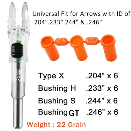 Image of 6PCS X Lighted Nocks for Arrows with .204 .233 .244 .246 Inside Diameter with H, S, GT Bushings High-Visibility LED Arrow Nocks, ON /Off Switch Included