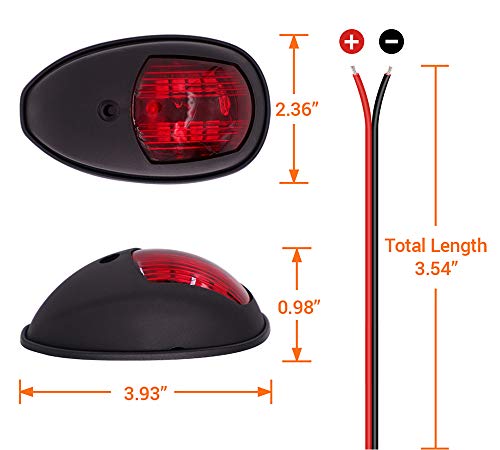 Obcursco Led Boat Navigation Lights, Boat Bow Light, Marine Boat Navigation Lamp. Perfect For Pontoon, Skeeter, Power Boat And Skiff (Black) #TOP4