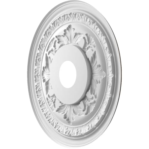 Image of Ekena Millwork CMP19BACAB Baltimore Thermoformed PVC Ceiling Medallion (Fits Canopies up to 7 3 /4 inch), 19 inchOD x 3 1 /2 inchID x 1 inchP, Metallic Antique Brass