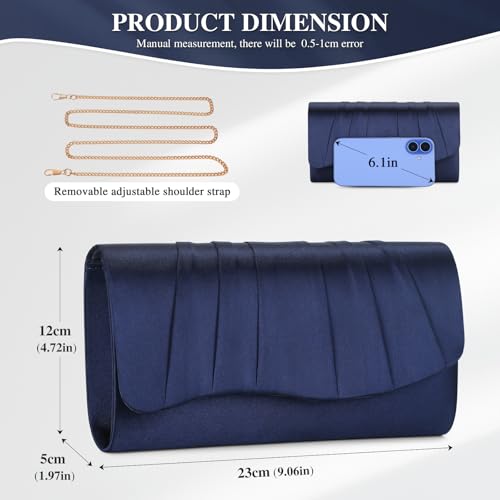 Image of UBAYMAX Clutch Purses for Women Formal, Pleated Satin Evening Bag Purse Handbags Evening Clutch for Prom Party Wedding