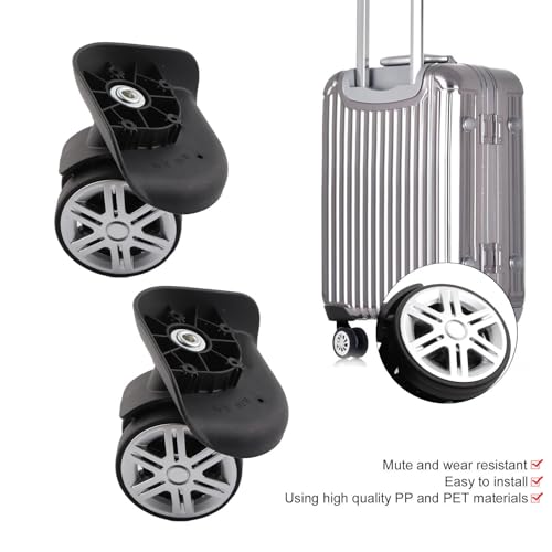 Estink Luggage Wheels, Replacement Wheels with Screws, Black 1 Pair Luggage Replacement Wheels Mute Swivel Suitcase Luggage Caster Wheels Repair Parts2