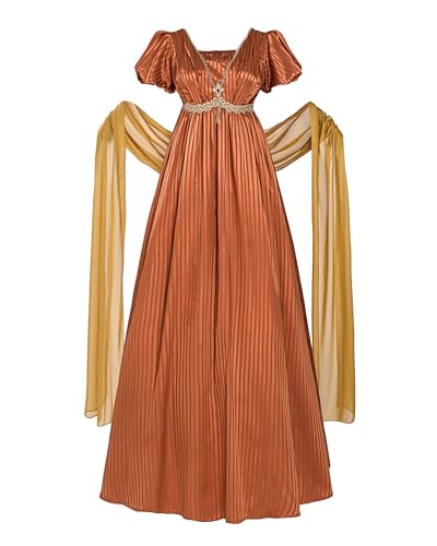 Fiamll Regency Kleid Damen Jane Austen Empire Taille Renaissance Kleid Damen mit Schal Teeparty Cocktail Abendkleid S