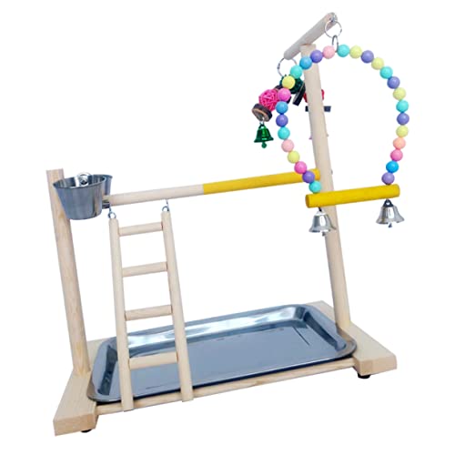 Beavorty 1 Set Parrot Training Frame Desktop Toys Bird Parrot Hanging Toy Ladder Parrot Toy Pet Training Stand Parrot Standing Rack Parrot Playground Wooden Solid Wood Standing Frame
