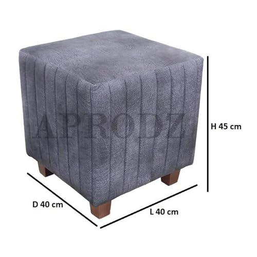 Image of APRODZ Printed Ottoman Stool Upholstered Foam Cushioned Pouffes for Living Room | Puffy Muddha Stool for Footrest & Sitting, Velvet Pouf Stool, Furniture for Home Decor, Office Set of 2(Hale Navy)
