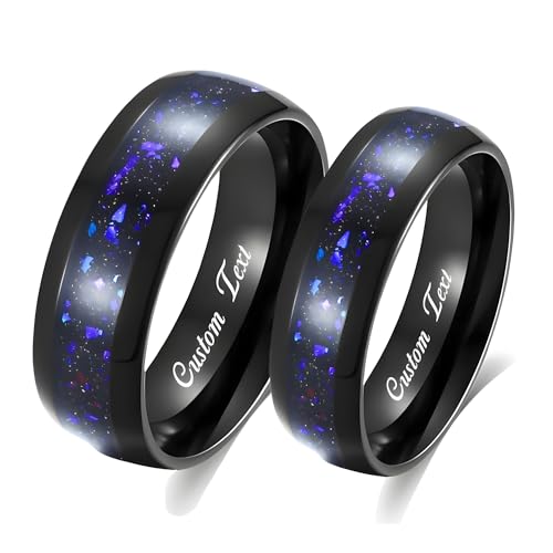 Galaxy Orion Nebula Ring Set - Couples Wedding Band - Promise Ring for Women - Black Galaxy Couples Ring - Outer Space Engagement Rings