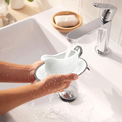 Nexboraque 14 oz Gravy Boat with Tray and Trim, Ceramic Sauce Boat with Silver Trim Ergonomic Handle and Dripless Lip Spout for Salad Dressings - Thumbnail 2