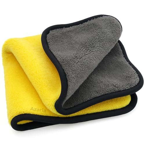 Azaria 1 PCS Car Accessories Cleaning 800 GSM Microfiber Towel for Car Cleaning and Detailing - Dual Sided, Extra Thick Plush Microfiber Cloth - 40cm x 30cm