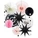 Pink Black White Party Decorations for Girls Women Minnie Mouse First Birthday Decoration Wedding Bridal Baby Shower Hanging Tissue Paper Fans Circle Garland Paper Lanterns