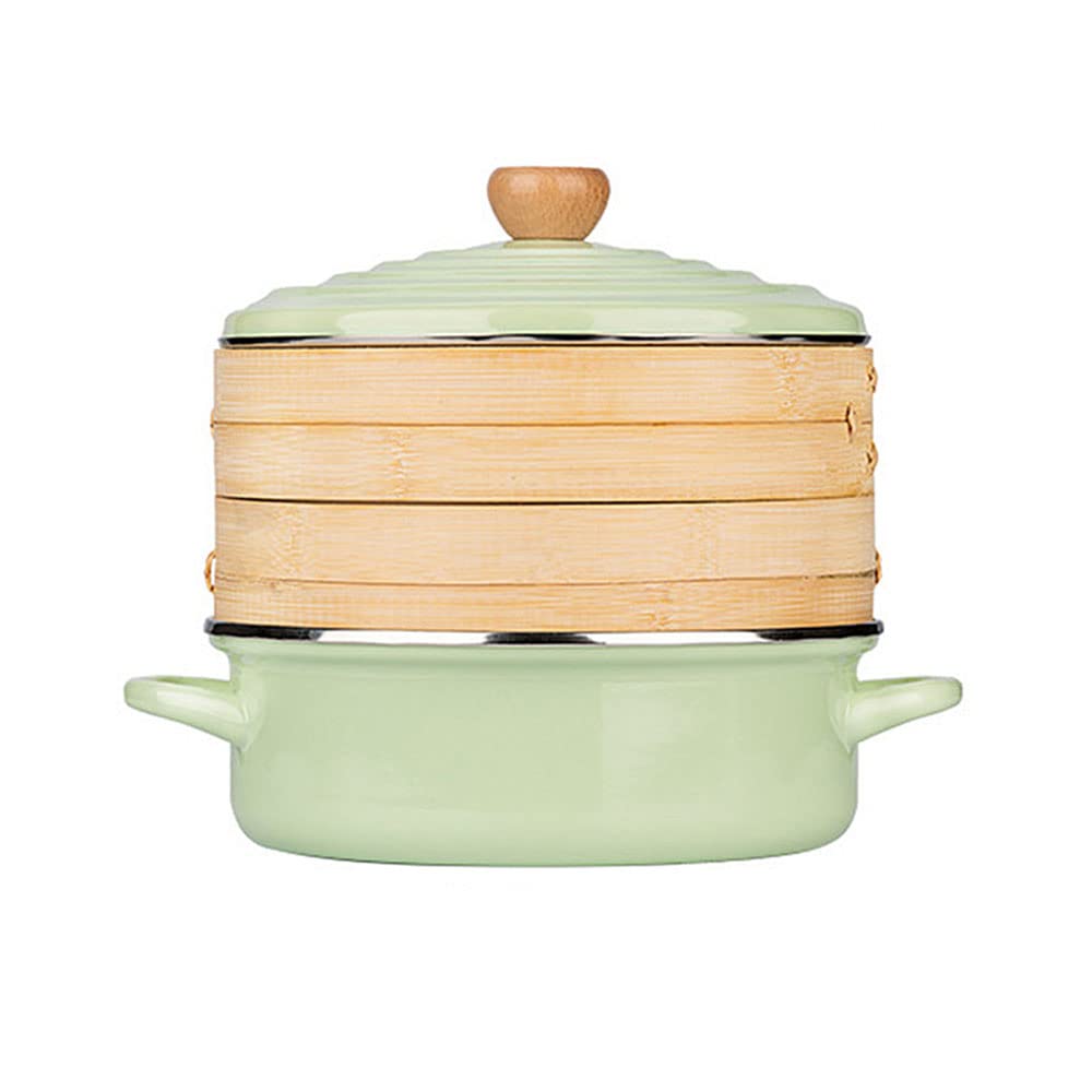 Horno Holandés De Hierro Fundido Esmaltado, Cocotte Hierro Fundido con Tapa, Cacerola De Hierro Fundido Esmaltado, 3.5 L, Verde, Placa De Acero Laminado En FríoA