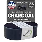 Zufall Natural Tea Tree w/Activated Charcoal Soap Bar for Face & Body – 100% Vegan & Cold Process Soap for – Deep Cleansing Soaps – Handmade in USA 3.5 oz
