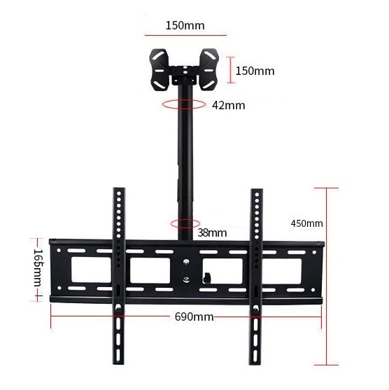 Support TV plafond pour combles et surfaces voûtées réglable pour TV 40-80 pouces - 2