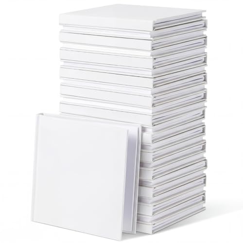 Ireer 24 Pcs Hardcover Blank Book Bulk Small Sketch Pad to Write Stories Blank Notebooks for Journaling Sketching Writing DIY Crafts Supplies 72 Pages(5 x 5 Inch,White)