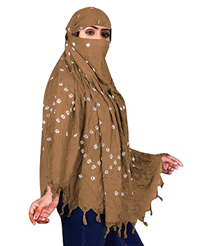 Image of Cotton Long Scarf Cum Mask Scarves Usable for Vehicle Driver | White Printed Design Fabric | Universal Size | Soft & Breathable Sun Protection | For Girl & Women