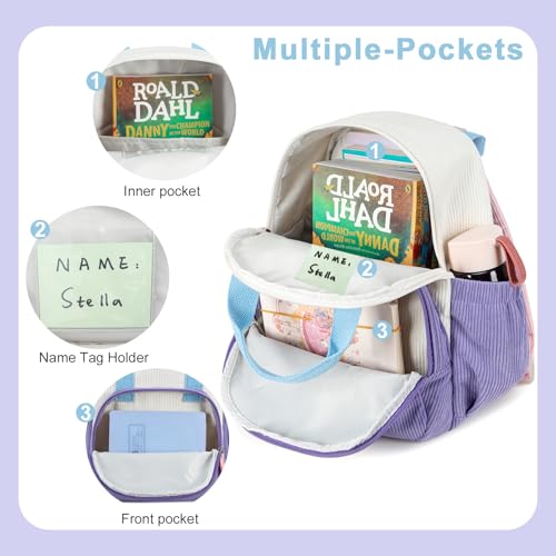 Image of Bluboon Toddler Backpack for Girls Boys 2-4 Cute 12 inch Preschool Kindergarten Backpacks Kids Daycare Bags School Travel (Purple-blue, Age 2-4 (12 inch H not Fit A4 Folder))