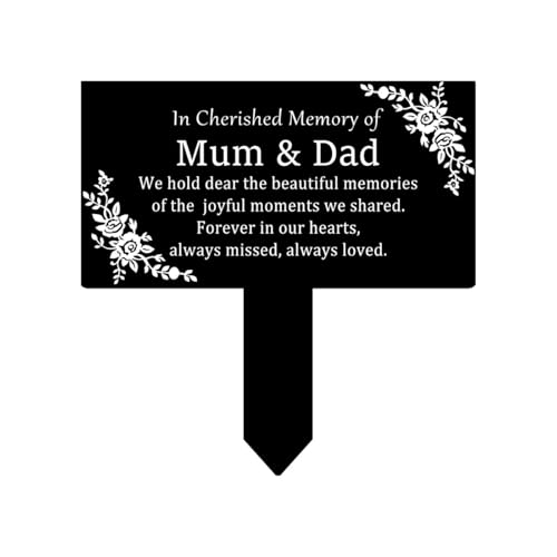Plaque commémorative en métal personnalisée sur Mesure avec Piquet, Pierre tombale avec Image de Message Texte pour tombes de Jardin, Cadeaux de condoléances de deuil, de Souvenir (Style 02)