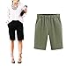 Produktbild Damen Bermuda Loose Shorts Stretch Bequeme Kurze Stoffhose Elastische Taille Fashionable Knielange Curling Freizeit Baumwoll Sommerhose Tunnelzug (Color : 3# Armee-Grün, Size : L)
