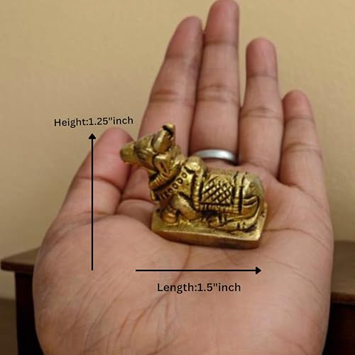 Estatua de Nandi de Latón de 1 pulgada para decoración y adoración miniatura 2