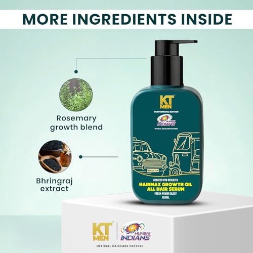 Image of Hair & Beard Growth Oil Serum | Dermatologist-Approved | Bhringraj & Rosemary | Thicker Fuller Hair + Anti Grey Protection | (Mumbai Indians) - 120 ml