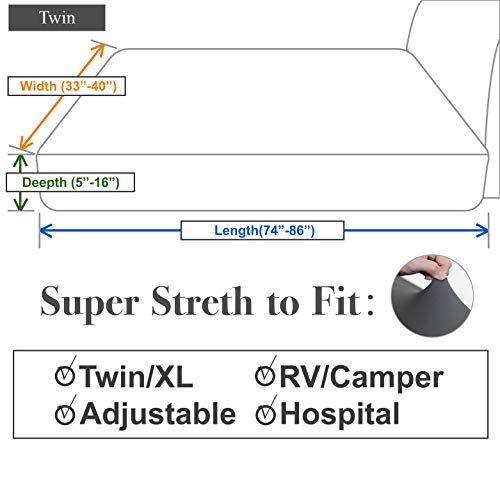 Stretch Twin Fitted Sheet Only - Jersey Knit & 4 Way Stretchy Snug Fit For Single/Xl, Or Rv/Camper Twin Size Mattress (Deep: 5" To 16"), Ultra Soft, Wrinkle Free, Non-Slip - Dark Gray #TOP4